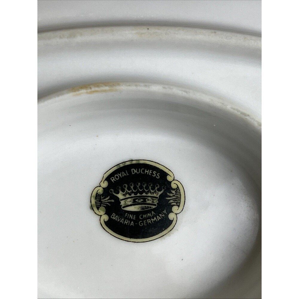 VTG Royal Dutchess Bavaria Germany Mountain Bell Pink Gravy Boat bowl Plate - Picture 6 of 9